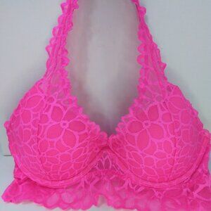 Victoria's Secret PINK Lace Halter Bralette Lined Underwire Size Medium A-C Cup